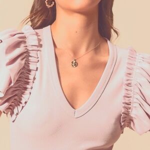 NWT Pink Ruffle Statement Sleeve Bodysuit